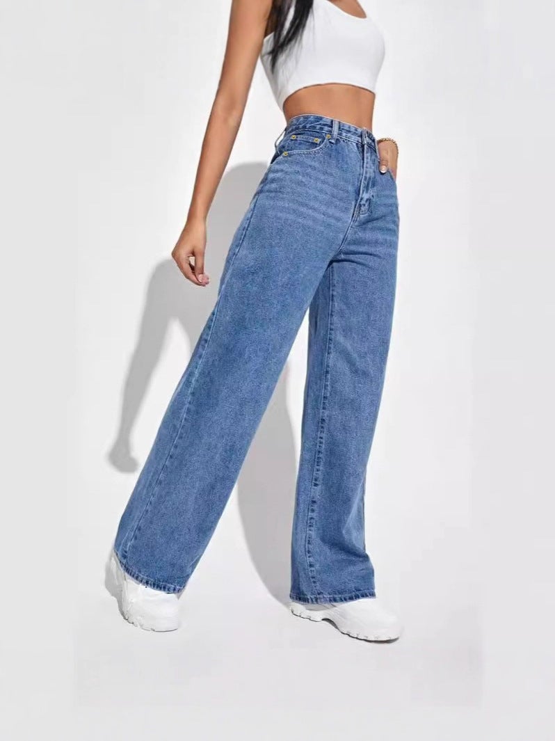New Women'S Jeans Women'S High-Waisted Slim Straight Denim Trousers Style - Image 5
